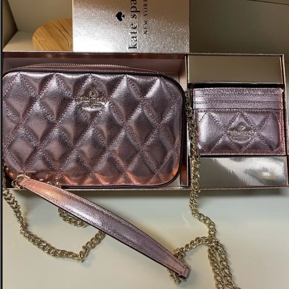 ❤️🔥🩷Kate Spade Leather Glimmer Quilted Crossbody Set MSRP $359🩷❤️🔥 NWT - Picture 4 of 10